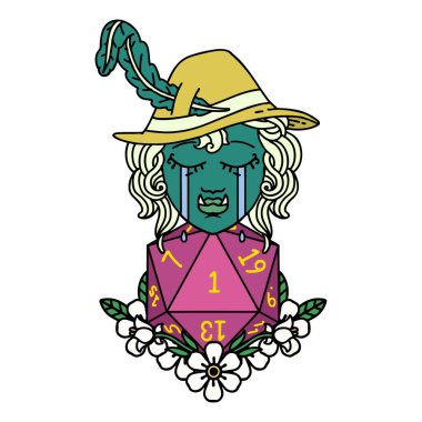 Retro Dövme Tarzı Hüzünlü Ork Ozan Karakteri