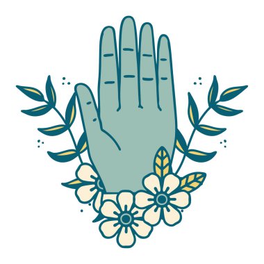 Bir el ve çiçeğin ikonik dövme görüntüsü