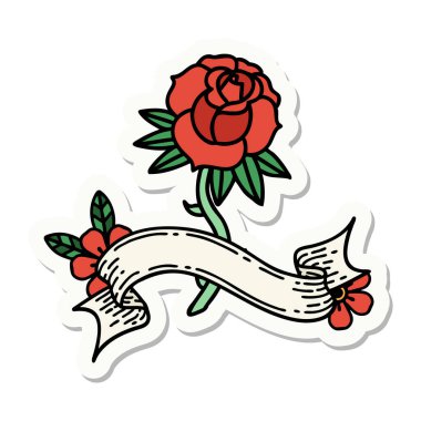 Gül sancağıyla dövme stili çıkartması