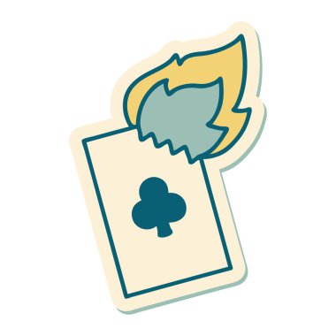 Geleneksel stil dövme çıkartması. Alev kartı.