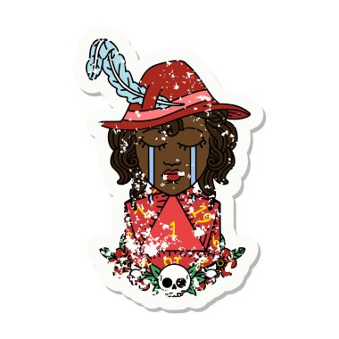 Retro Dövme Tarzı Ağlayan İnsan Ozan Doğal bir D20 zar ile