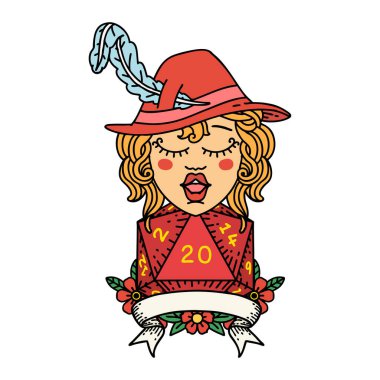 Retro Dövme Biçimli 20 zarlı ozan karakteri