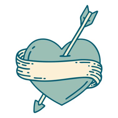 Bir okun kalp ve bayrağının ikonik dövme şekli