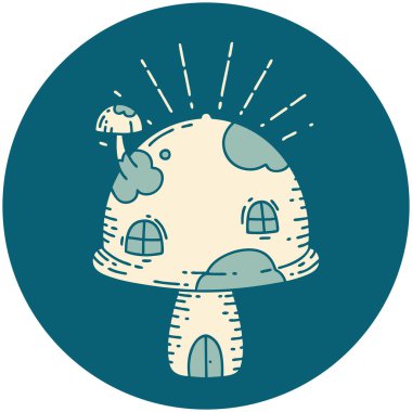 Dövme stili mantar evi simgesi