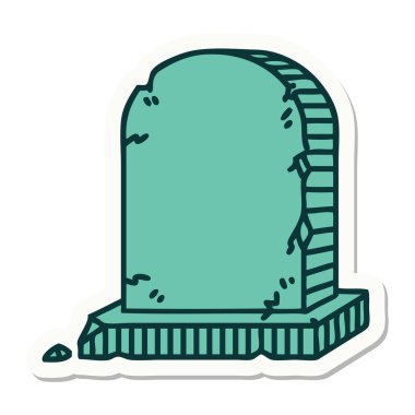 Mezar taşının geleneksel stiliyle dövme çıkartması.