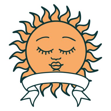 Yüzü güneşli geleneksel dövme.