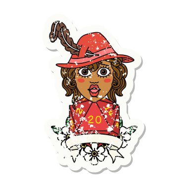 Retro Dövme Biçimli 20 zarlı ozan karakteri