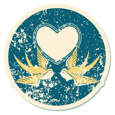 Kırlangıçların ve bir kalbin sembolik depresif dövmesi.