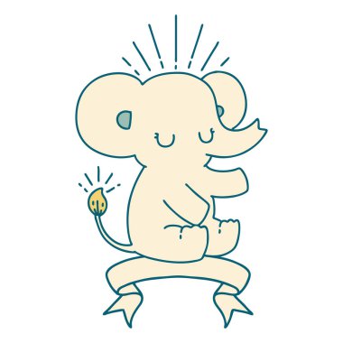 Dövme tarzı şirin filli parşömen.