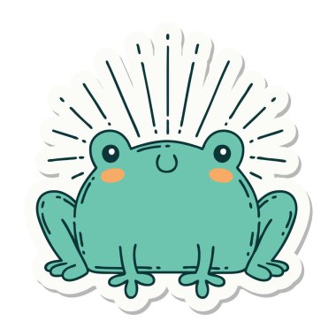 Dövme stili mutlu kurbağa çıkartması.