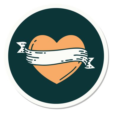 Geleneksel kalp ve bayrak stiliyle dövme çıkartması