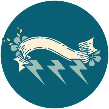 ışıklandırma cıvataları sancağına sahip dövme biçimi simgesi