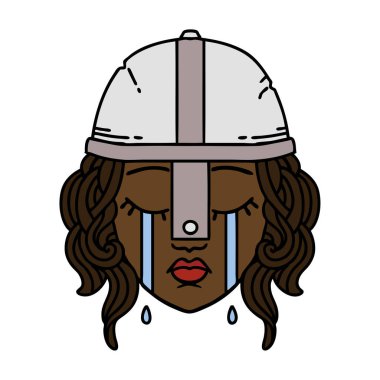 Retro Dövme Tarzı Ağlayan İnsan Dövüşçüsü