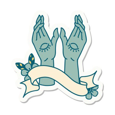 Mistik el sancağıyla dövme stili çıkartması