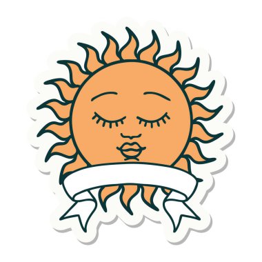 Yüzü güneşli bir dövme stili çıkartması