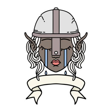 Retro Dövme Tarzı Ağlayan Elf Savaşçısı Yüzü