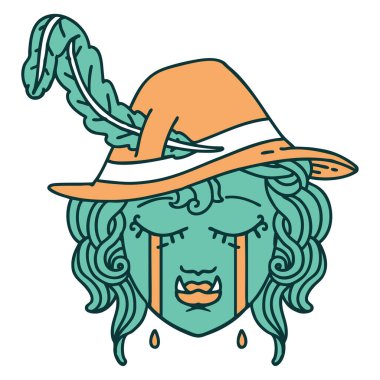 Retro Dövme Biçimi Ağlayan Ork Ozan karakteri 