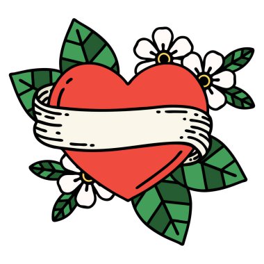 kalp ve bayrak şeklinde geleneksel bir dövme.