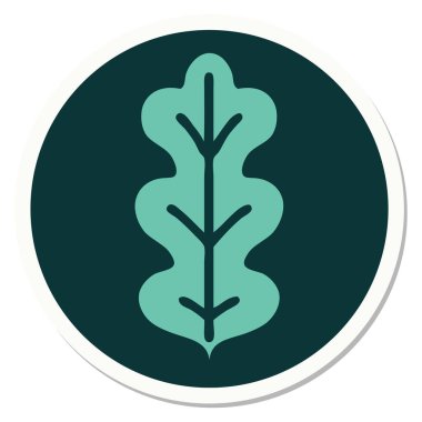 Yaprağın geleneksel stiliyle dövme çıkartması