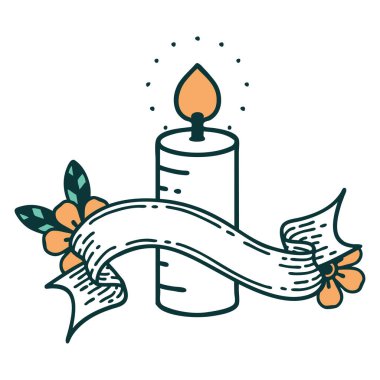 Geleneksel dövmeli bir mum sancağıyla