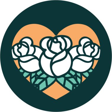 Bir kalp ve çiçeğin ikonik dövme görüntüsü