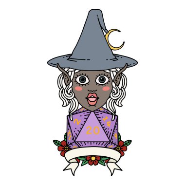 Retro Dövme Biçimli 20 zarlı elf büyüsü karakteri