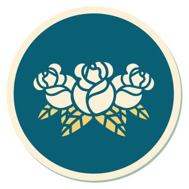 Geleneksel bir çiçek buketi stiliyle dövme çıkartması