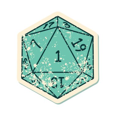 Retro Dövme Biçimi Doğal 1D20 zar atma