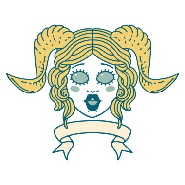 Retro Dövme Biçimi karakter yüzünü kaydırma pankartı ile düzenliyor