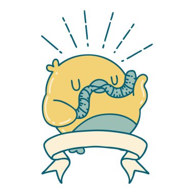 Dövmeli tomar pankartı, solucanlı Robin.