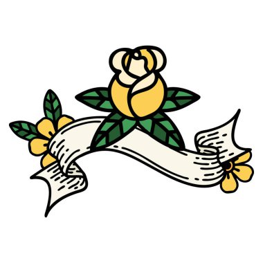 Geleneksel dövmeli tek bir gül sancağıyla