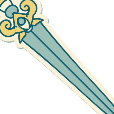 Geleneksel hançer stili dövme çıkartması.