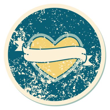 ikonik sıkıntılı çıkartma dövme stili bir kalp ve bayrak