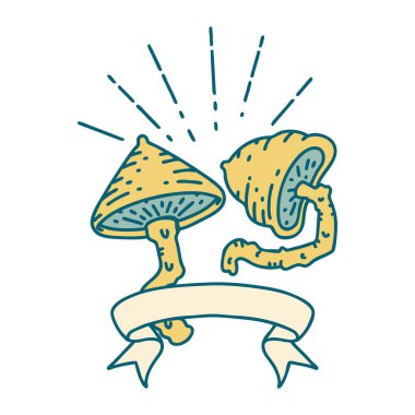 Dövme stili mantarlı parşömen.