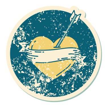 ok kalbi ve pankartın sembolik dövmeli görüntüsü