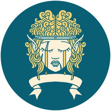 Retro Dövme Tarzı Ağlayan Elf Barbar karakter yüzü