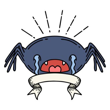 Dövme stili ağlayan örümcek dövmeli parşömen.