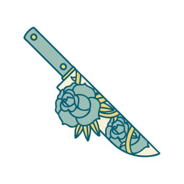 Hançer ve çiçeğin ikonik dövme görüntüsü