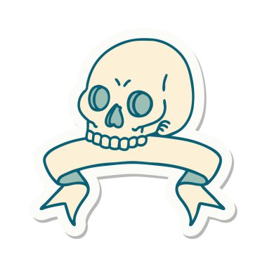 Kafatası sancağıyla dövme stili çıkartması