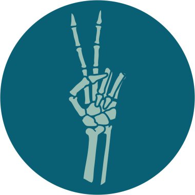 Bir iskeletin barış işareti veren ikonik dövme görüntüsü 