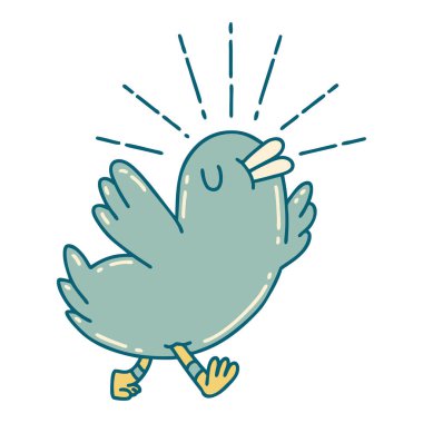 Geleneksel dövme stili mutlu kuşun çizimi