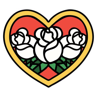 Geleneksel kalp ve çiçek şeklinde dövme.