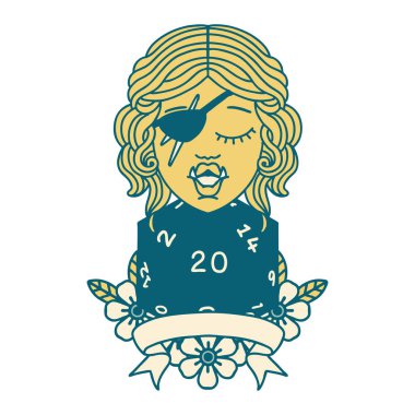 Retro Dövme Biçimi 20 zarlı yarı ork haydut karakter