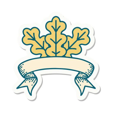 Yaprak sancağıyla dövme stili etiketi