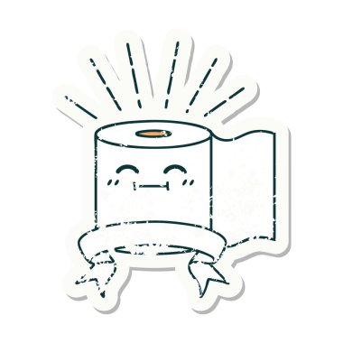 Dövme tarzı tuvalet kağıdı karakterinin eski bir çıkartması.