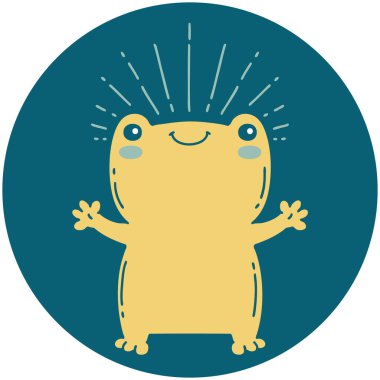 Dövme stili mutlu kurbağa ikonu