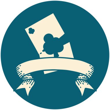 Yırtık kart pankartıyla dövme biçimi simgesi