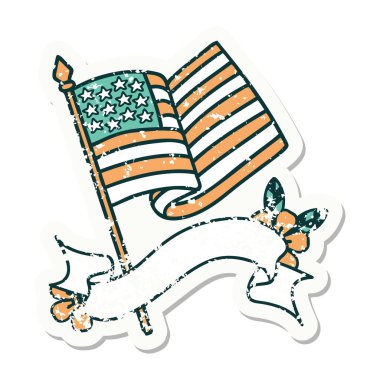 Üzerinde Amerikan bayrağı olan eski bir etiket.