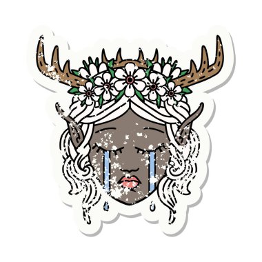 Retro Dövme Tarzı Ağlayan Elf Druid karakter yüzü
