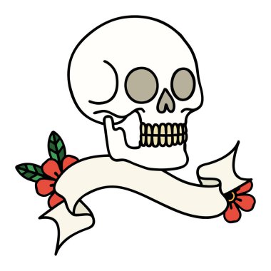 Kafatası dövmeli geleneksel dövme